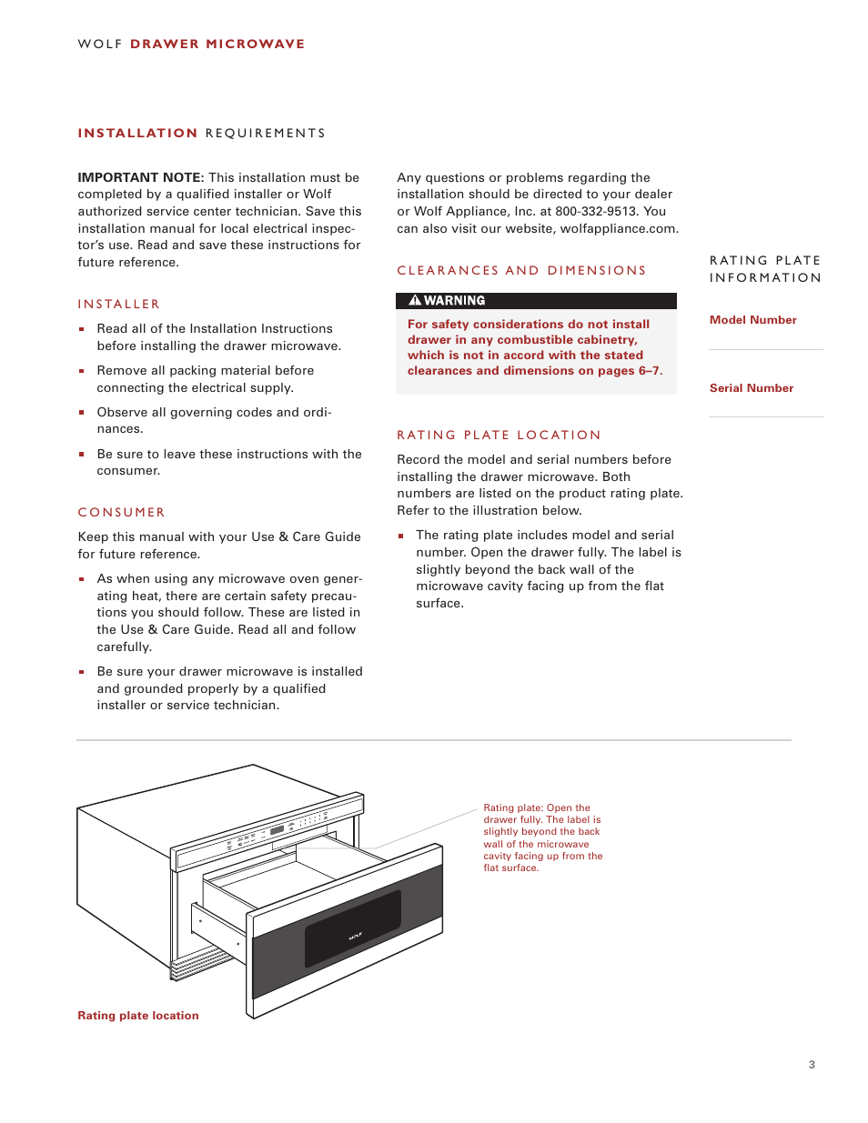 Sub-Zero Drawer Microwave User Manual | Page 3 / 12