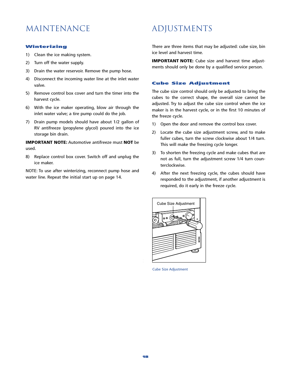 Adjustments, Maintenance | Sub-Zero 315 User Manual | Page 18 / 24