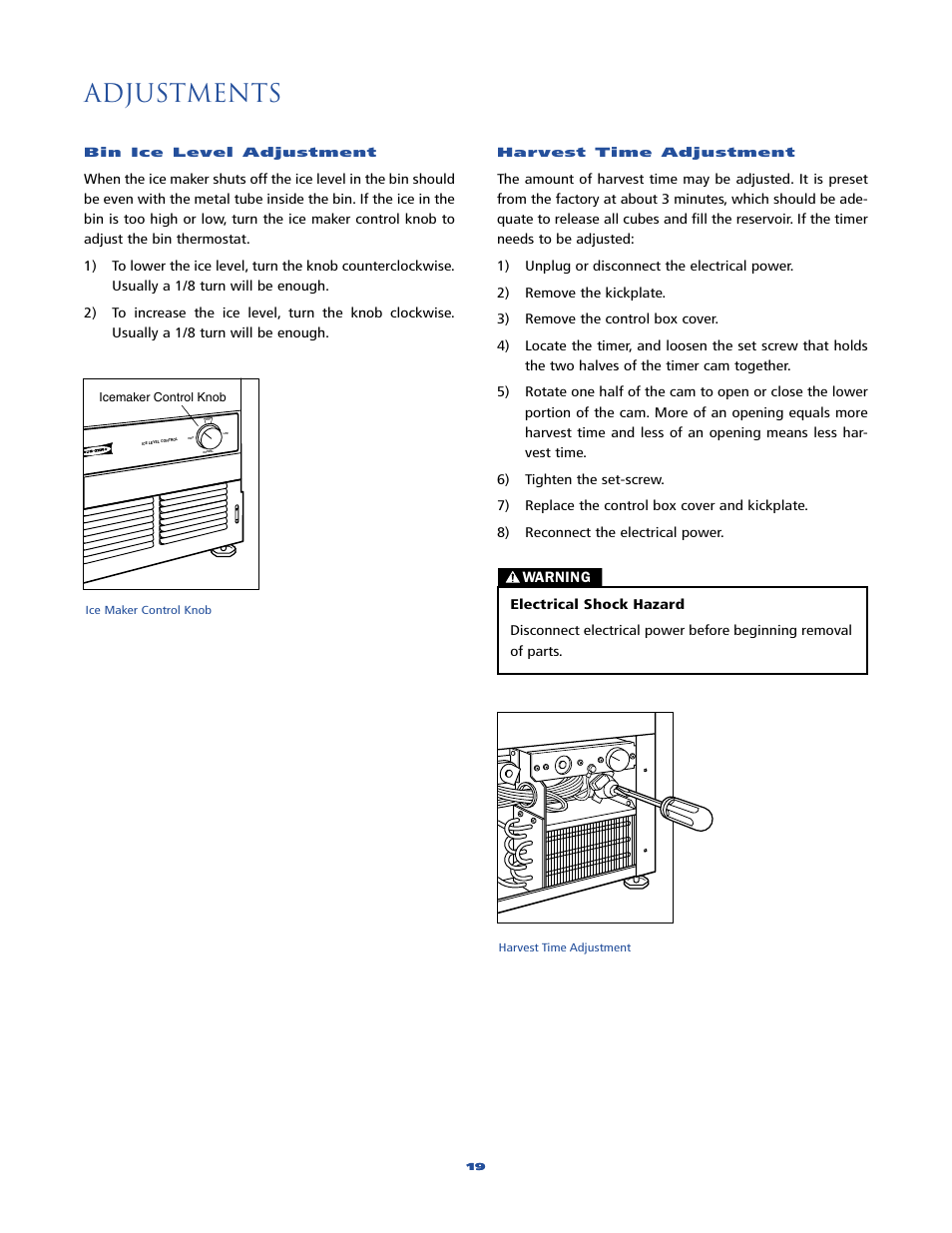 Adjustments | Sub-Zero 315 User Manual | Page 19 / 24