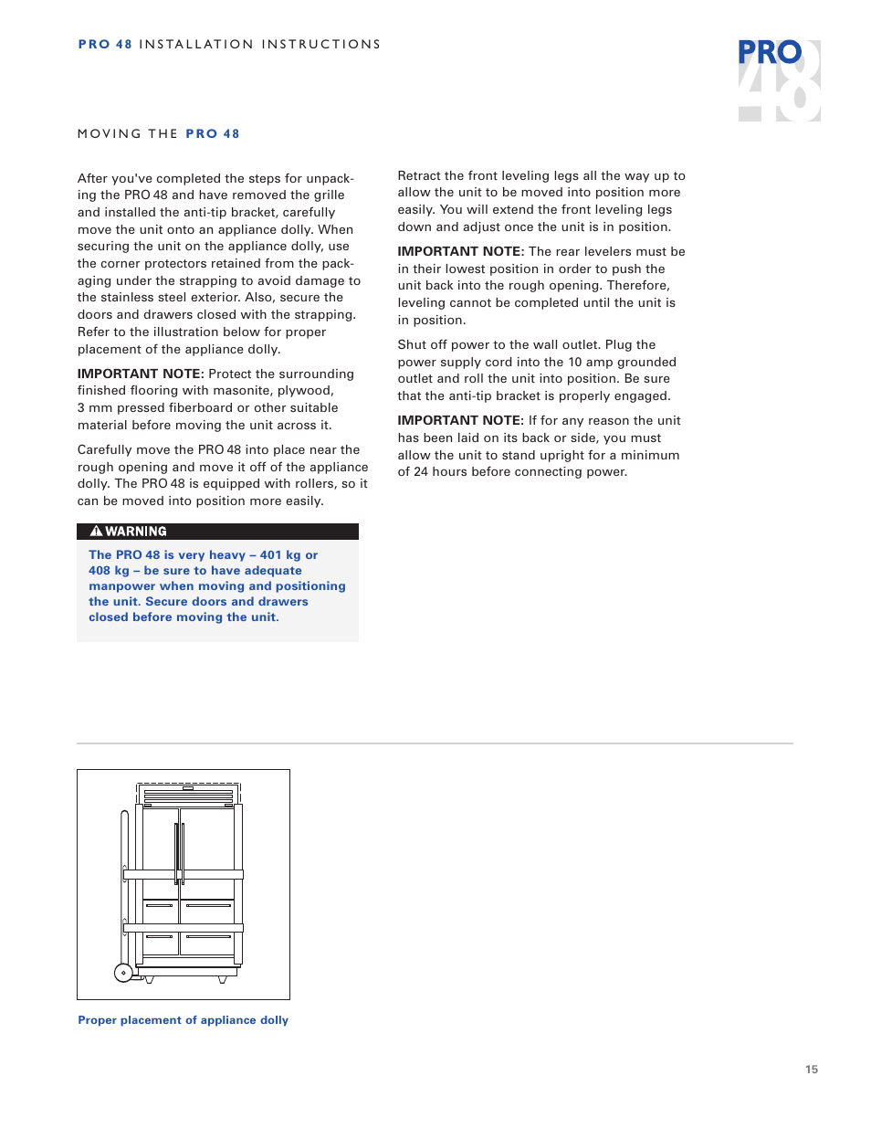 Sub-Zero PRO 48 User Manual | Page 15 / 76