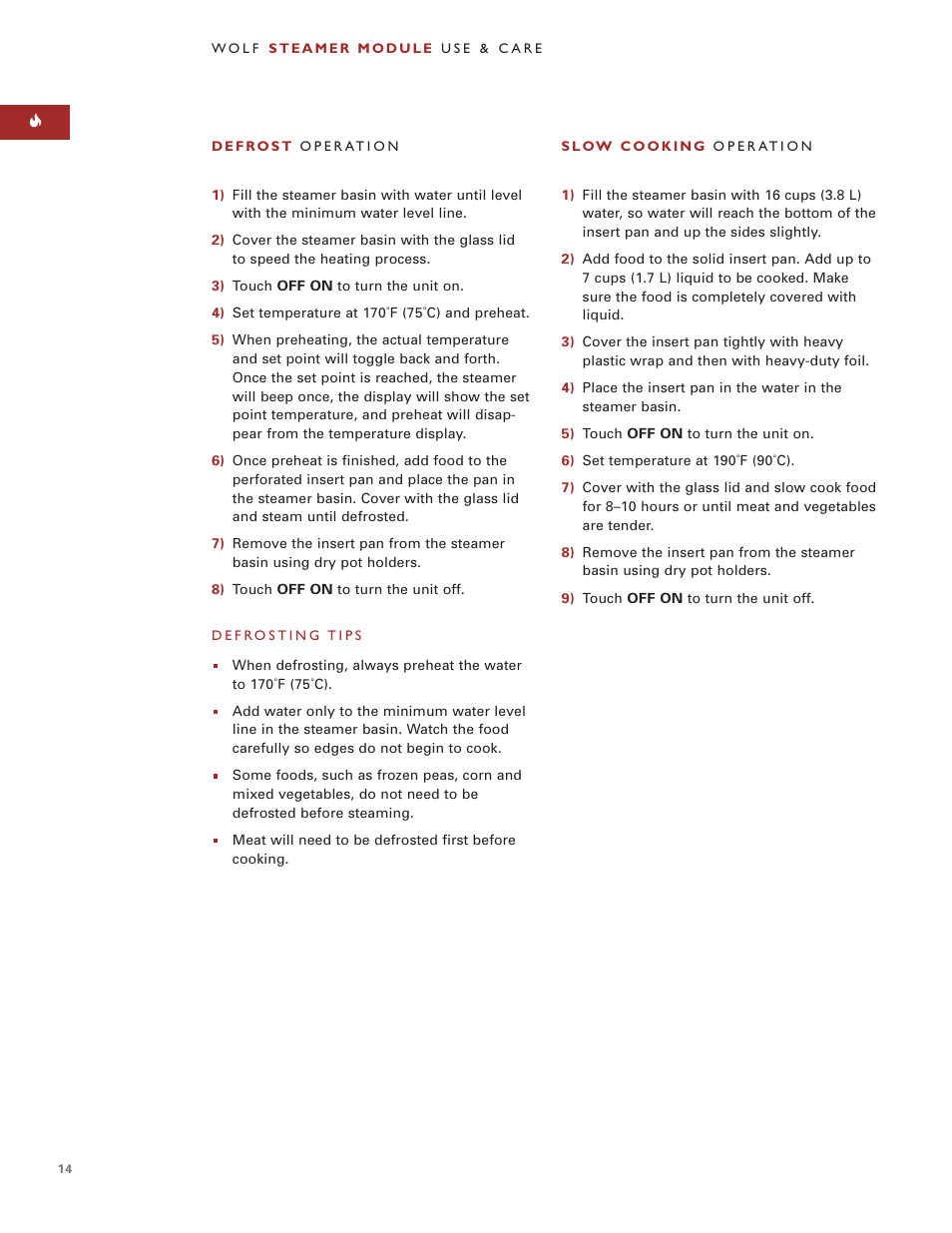 Sub-Zero Steamer Module User Manual | Page 14 / 24