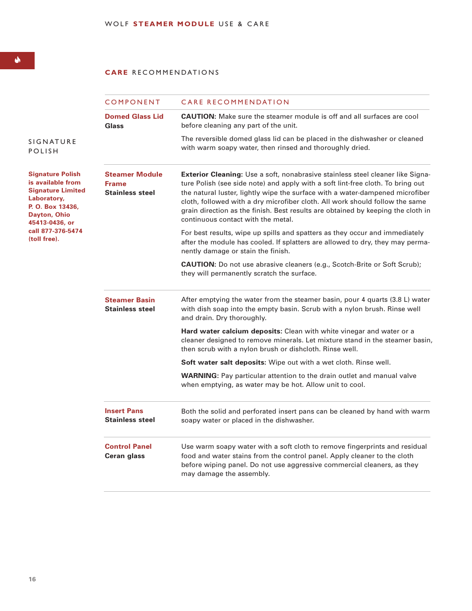 Sub-Zero Steamer Module User Manual | Page 16 / 24