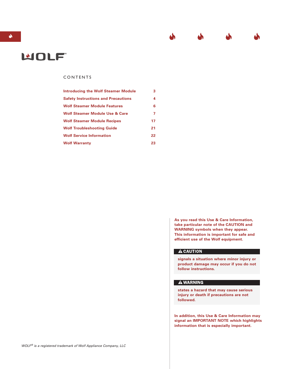 Sub-Zero Steamer Module User Manual | Page 2 / 24