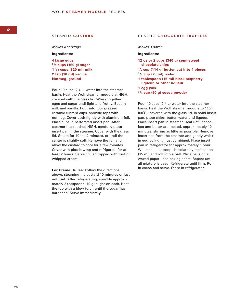 Sub-Zero Steamer Module User Manual | Page 20 / 24