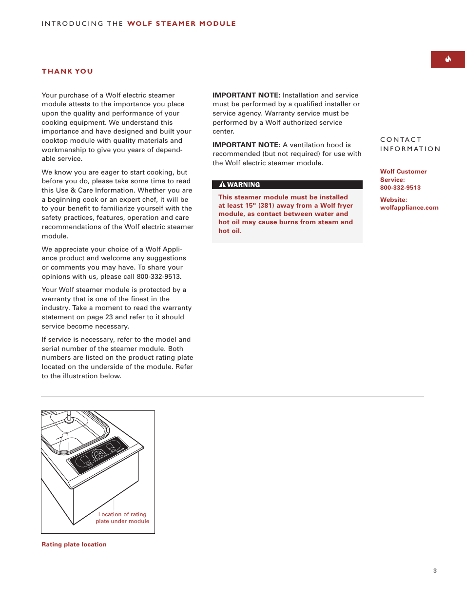 Sub-Zero Steamer Module User Manual | Page 3 / 24