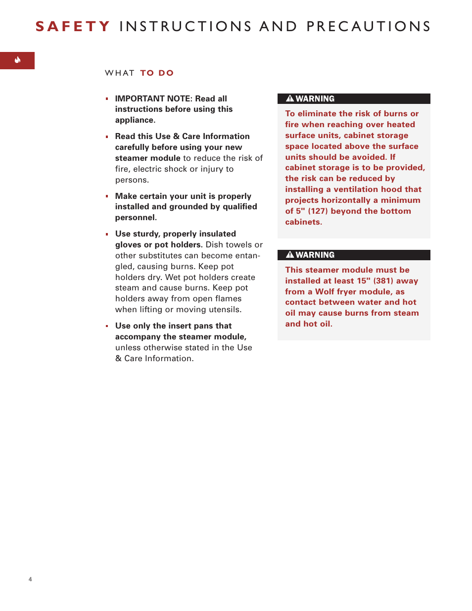 Sub-Zero Steamer Module User Manual | Page 4 / 24