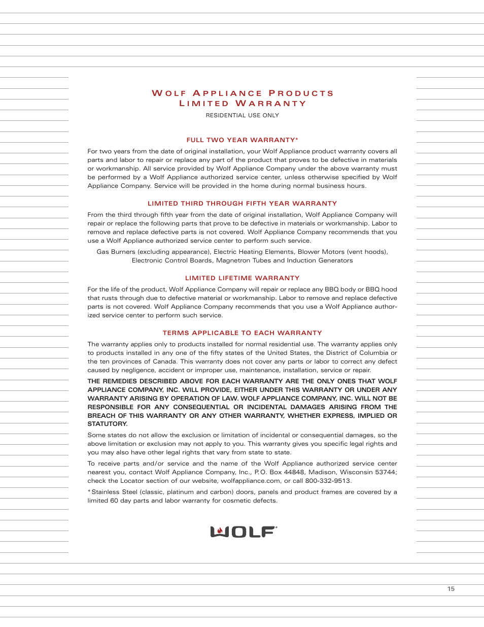 Sub-Zero PRO VENTILATION HOODS User Manual | Page 15 / 16