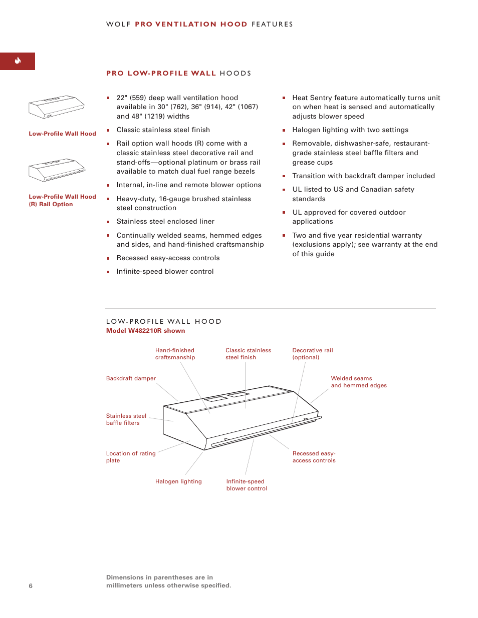 Sub-Zero PRO VENTILATION HOODS User Manual | Page 6 / 16