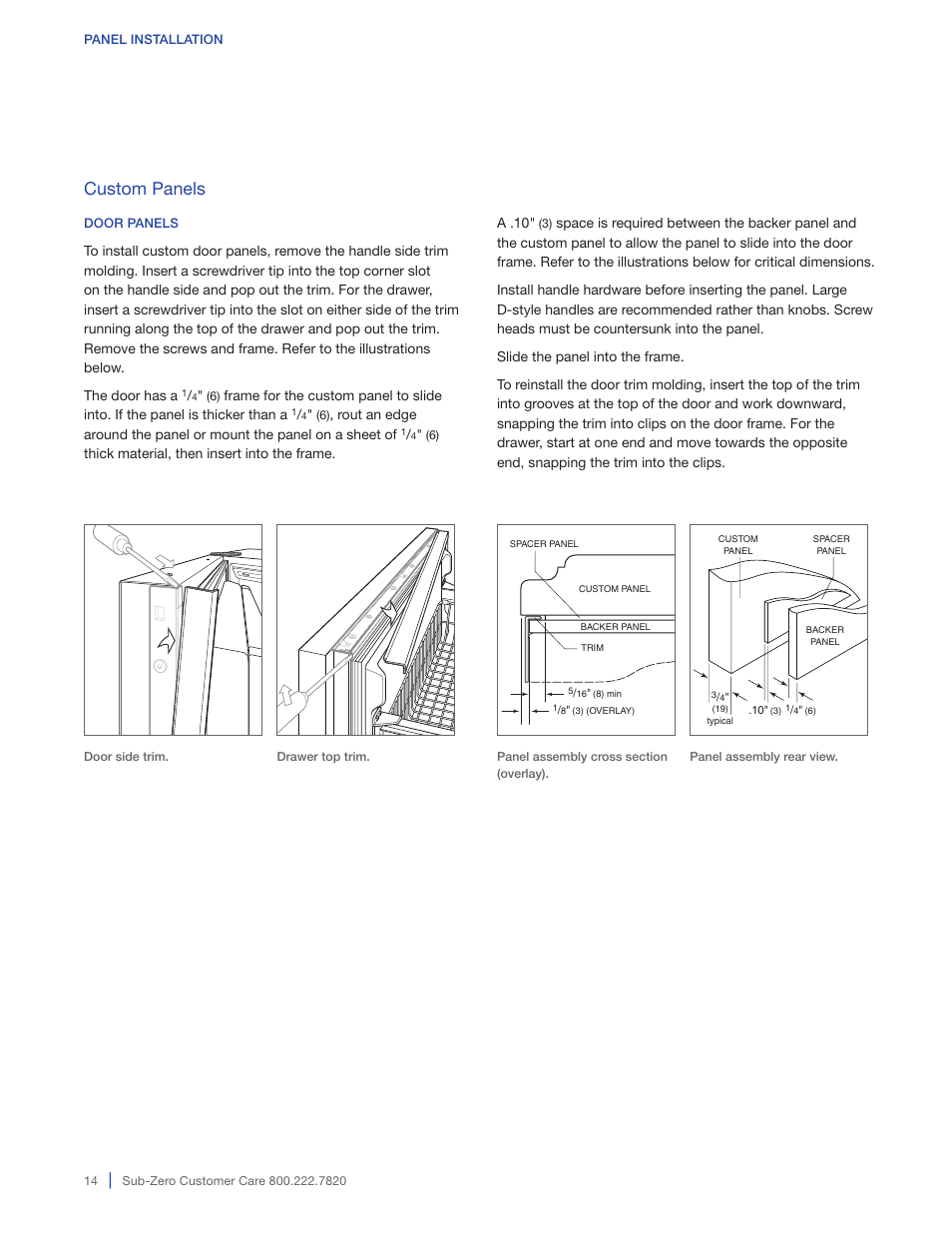 Custom panels | Sub-Zero BI-36RG User Manual | Page 14 / 20