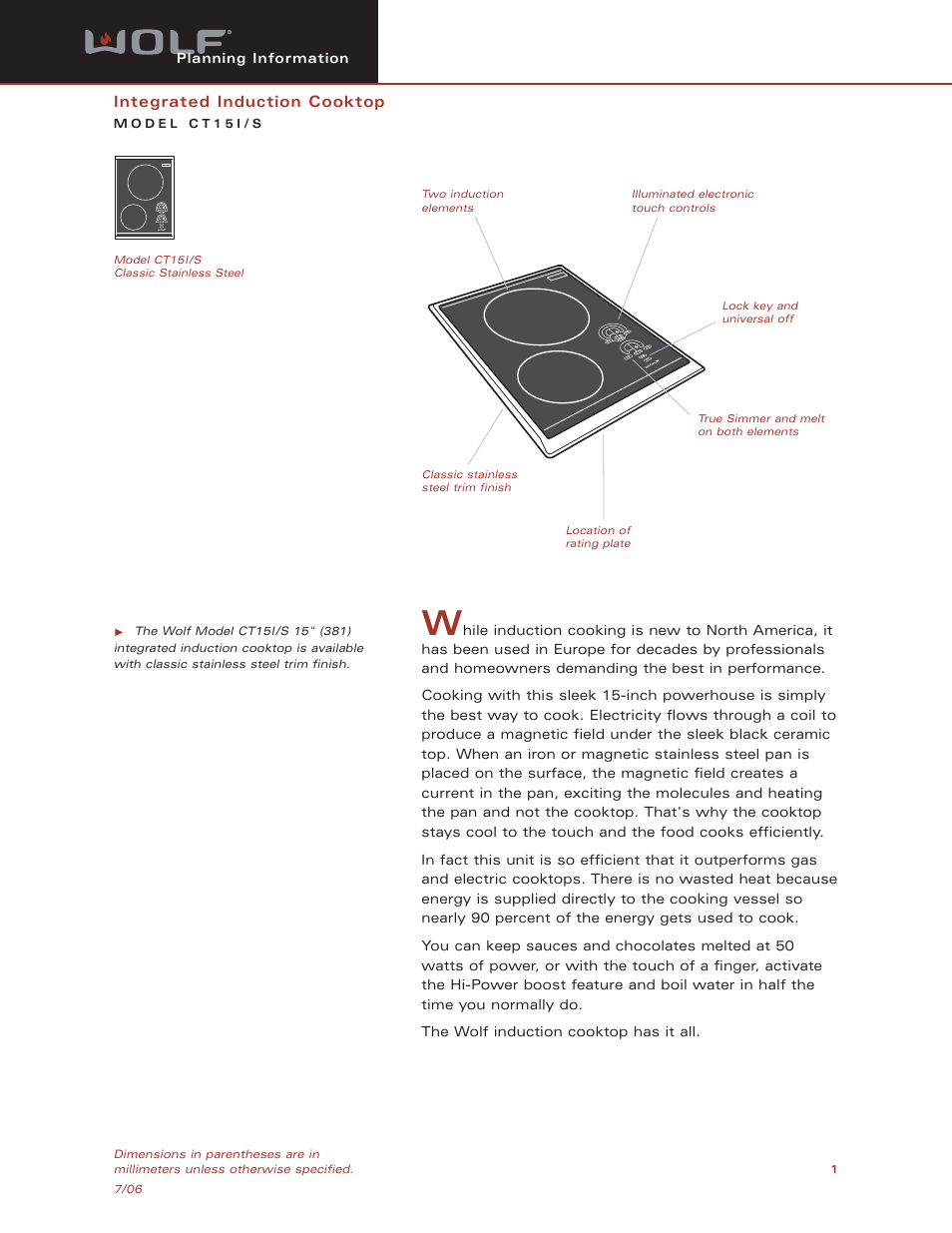 Sub-Zero CT15I/S User Manual | 6 pages