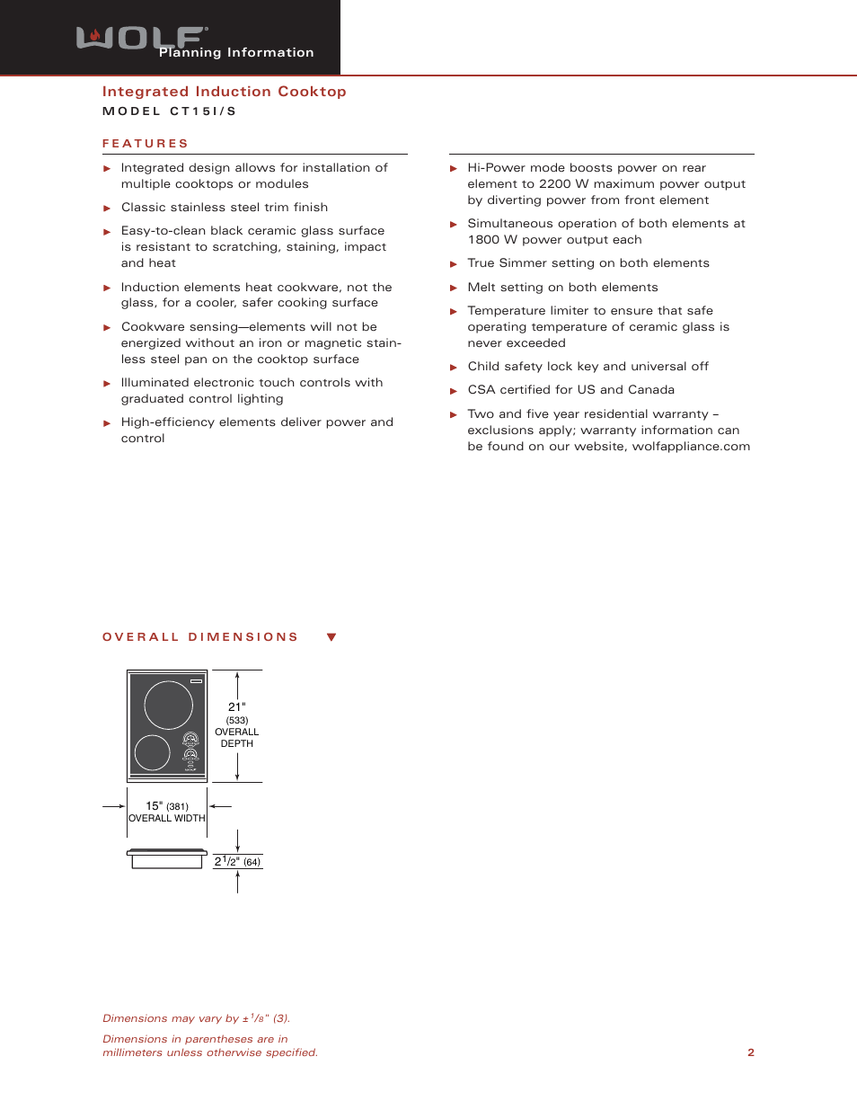 Sub-Zero CT15I/S User Manual | Page 2 / 6