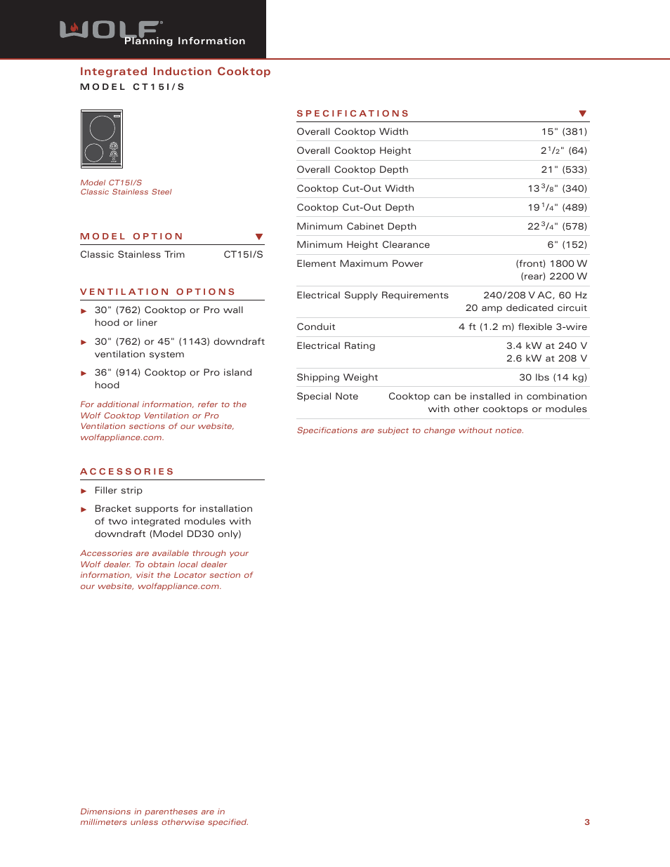 Sub-Zero CT15I/S User Manual | Page 3 / 6