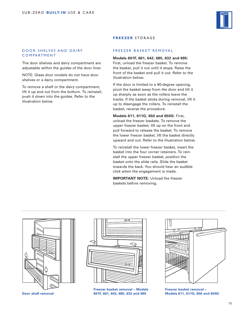 Sub-Zero Built-In Refrigeration User Manual | Page 15 / 40