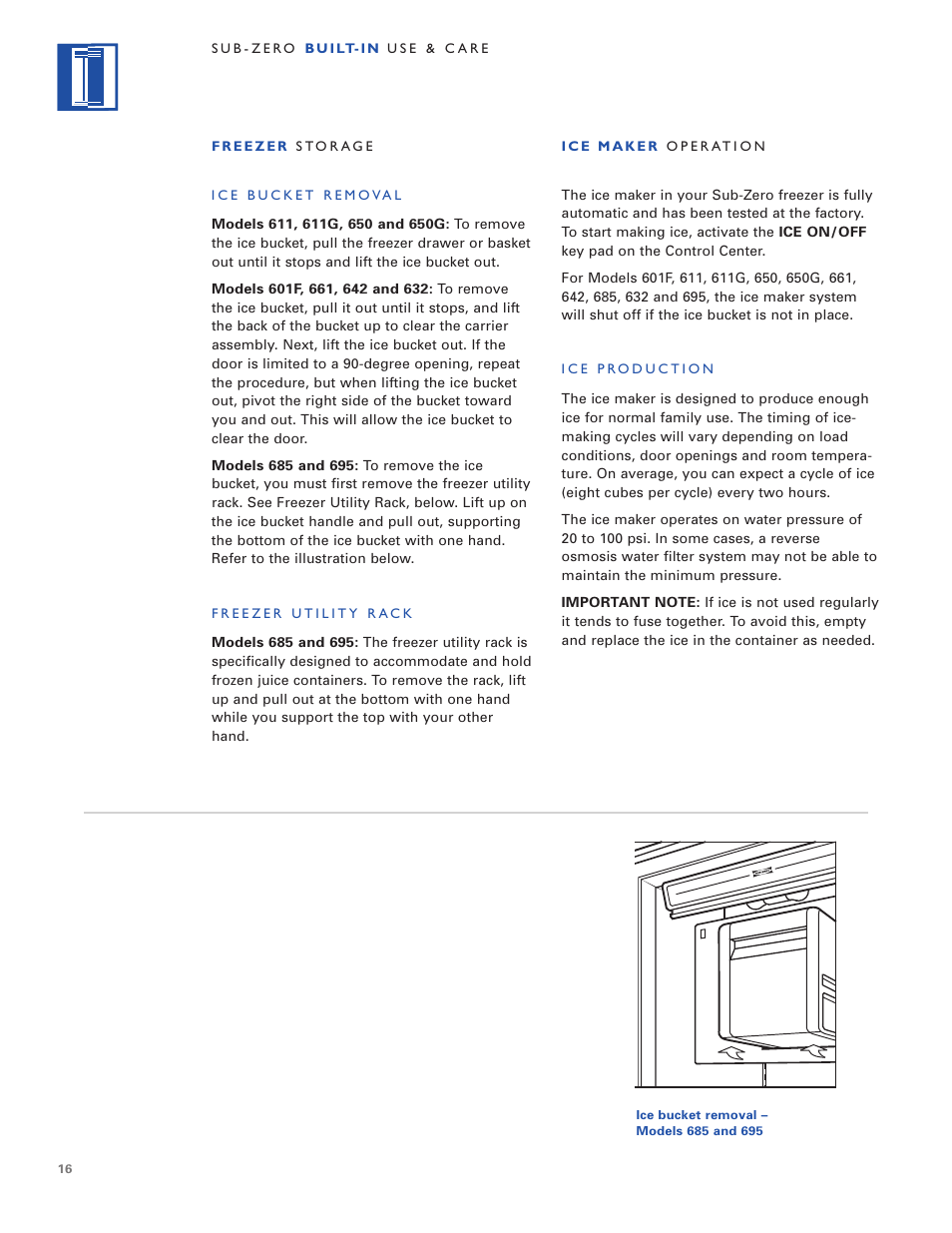 Sub-Zero Built-In Refrigeration User Manual | Page 16 / 40