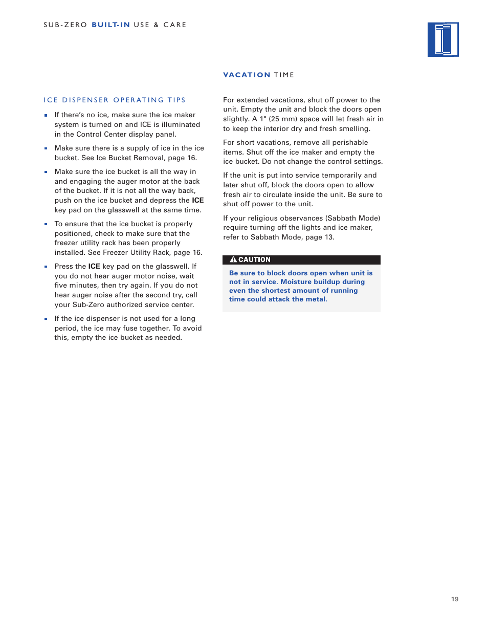 Sub-Zero Built-In Refrigeration User Manual | Page 19 / 40
