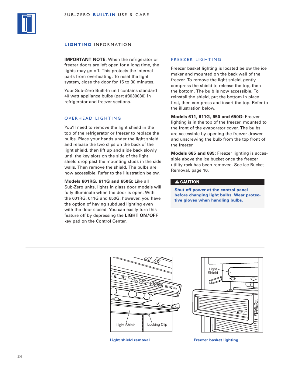 Sub-Zero Built-In Refrigeration User Manual | Page 24 / 40
