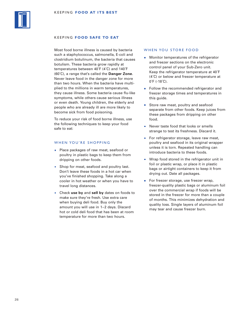 Sub-Zero Built-In Refrigeration User Manual | Page 26 / 40
