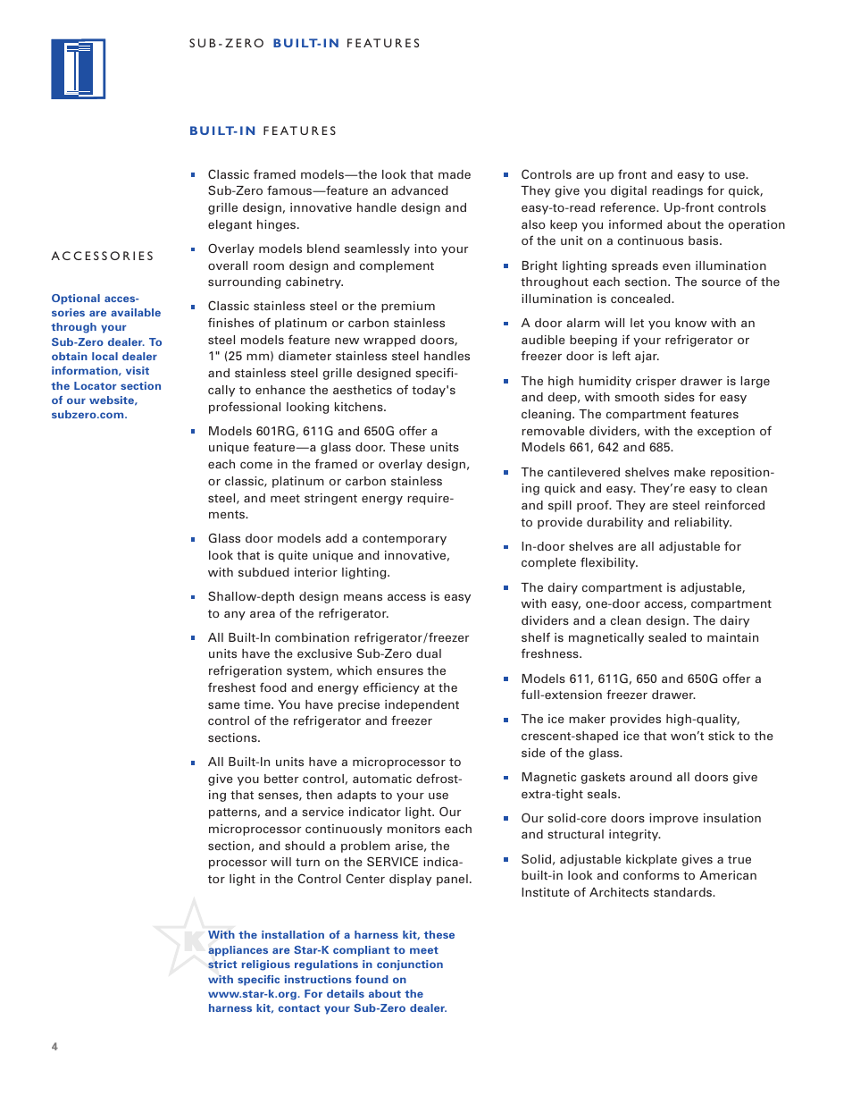 Sub-Zero Built-In Refrigeration User Manual | Page 4 / 40
