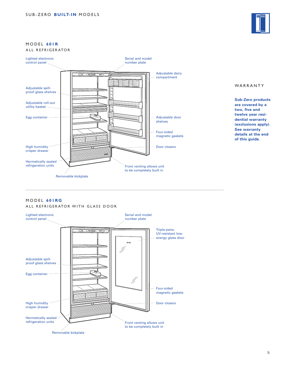 Sub-Zero Built-In Refrigeration User Manual | Page 5 / 40