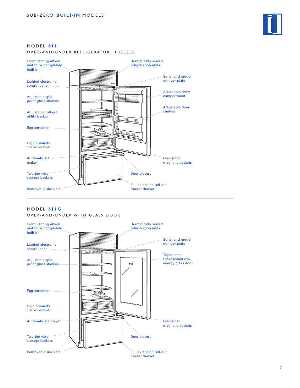 Sub-Zero Built-In Refrigeration User Manual | Page 7 / 40