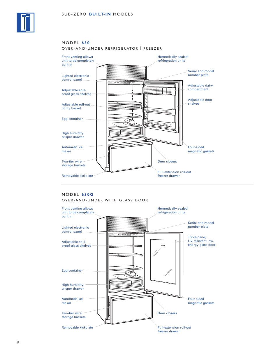 Sub-Zero Built-In Refrigeration User Manual | Page 8 / 40
