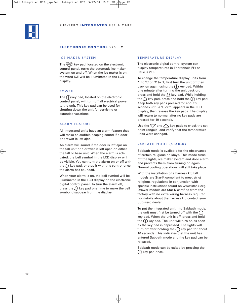 Sub-Zero ICB736TCI User Manual | Page 12 / 104