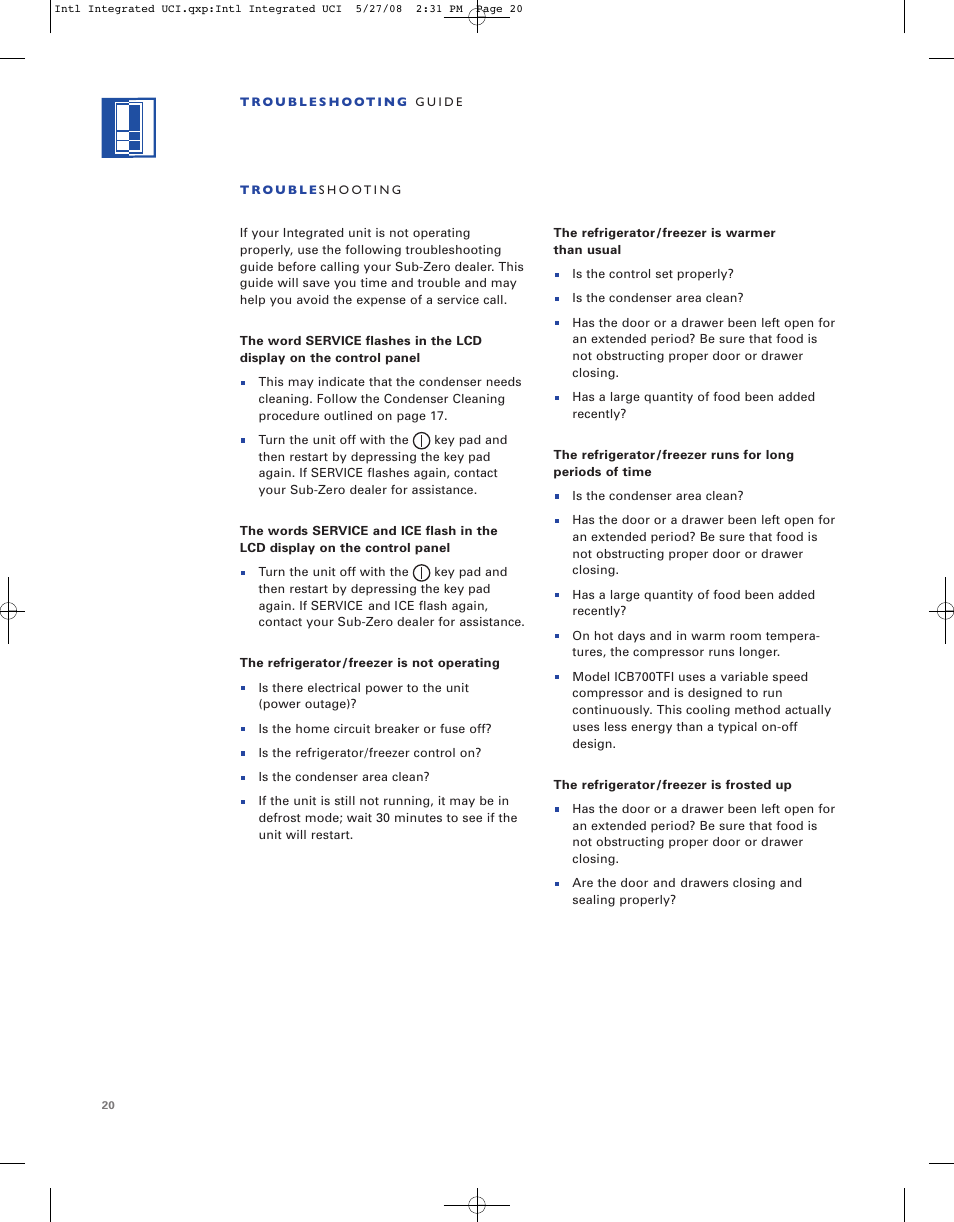 Sub-Zero ICB736TCI User Manual | Page 20 / 104