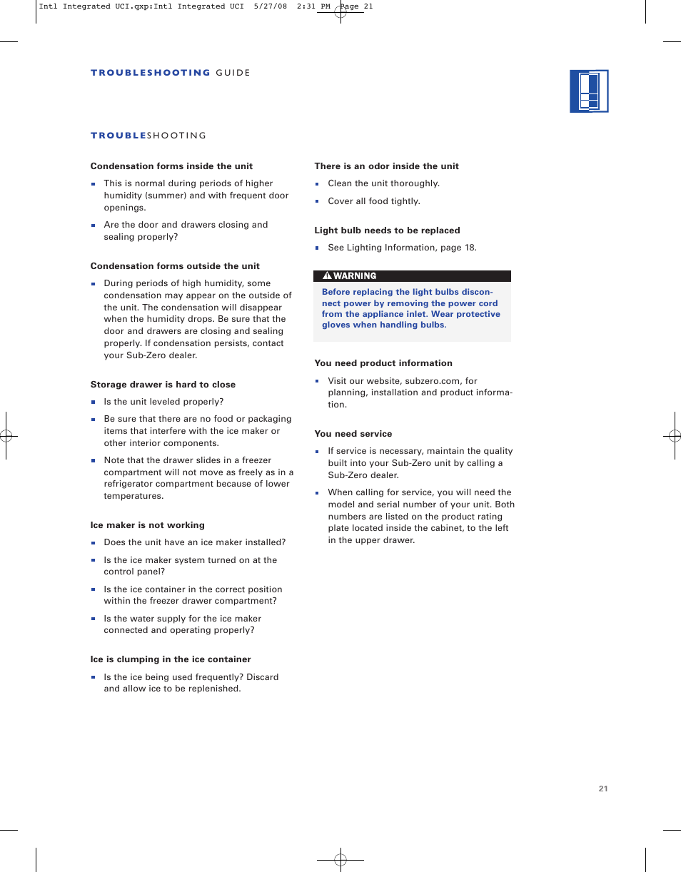 Sub-Zero ICB736TCI User Manual | Page 21 / 104