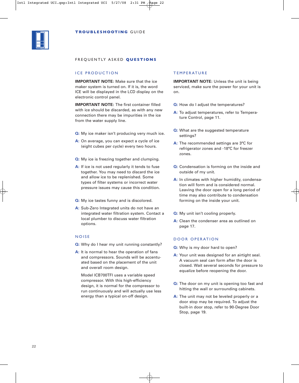 Sub-Zero ICB736TCI User Manual | Page 22 / 104