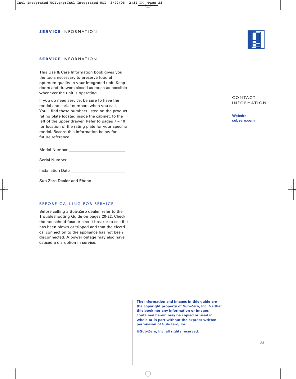 Sub-Zero ICB736TCI User Manual | Page 23 / 104