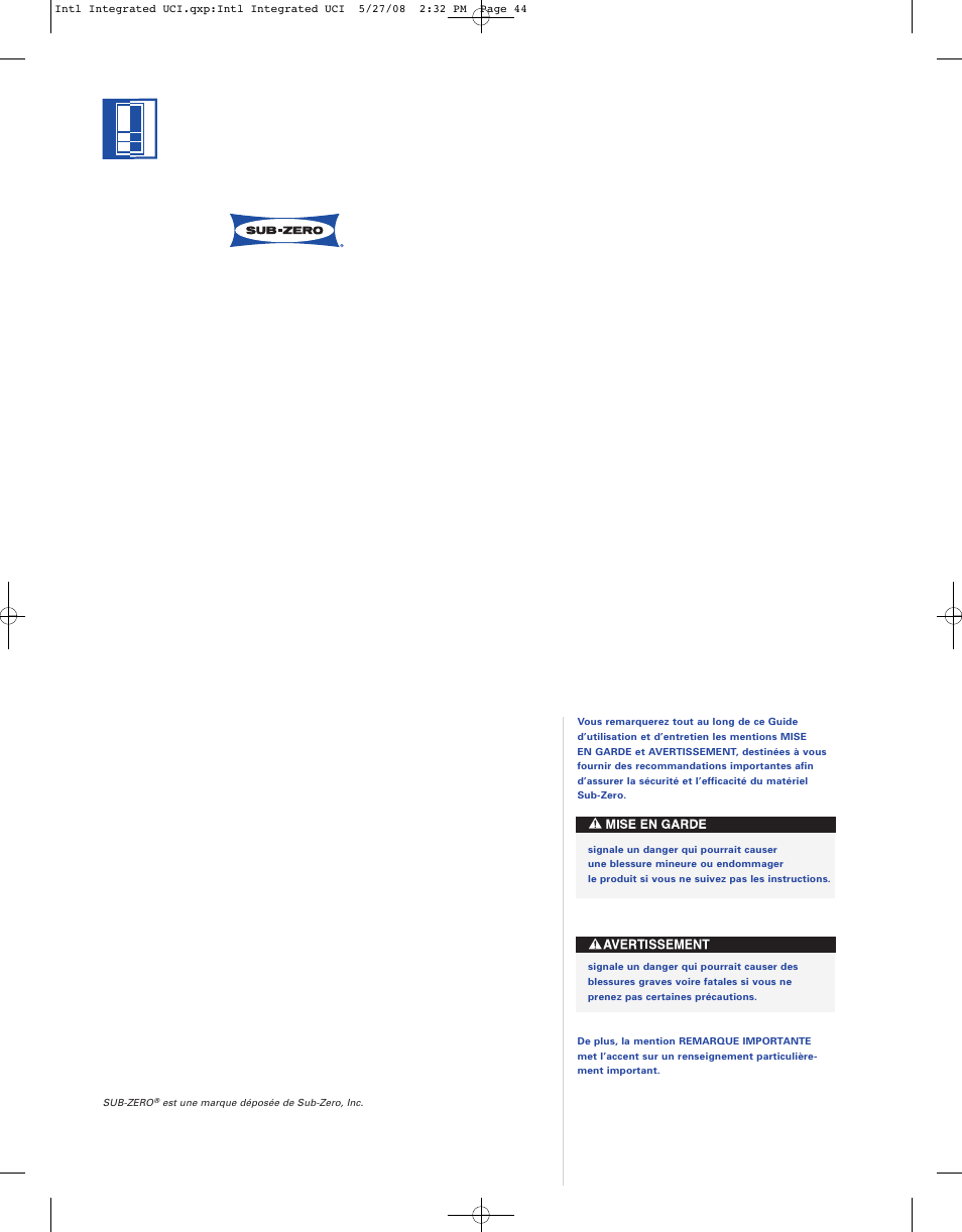 Sub-Zero ICB736TCI User Manual | Page 44 / 104