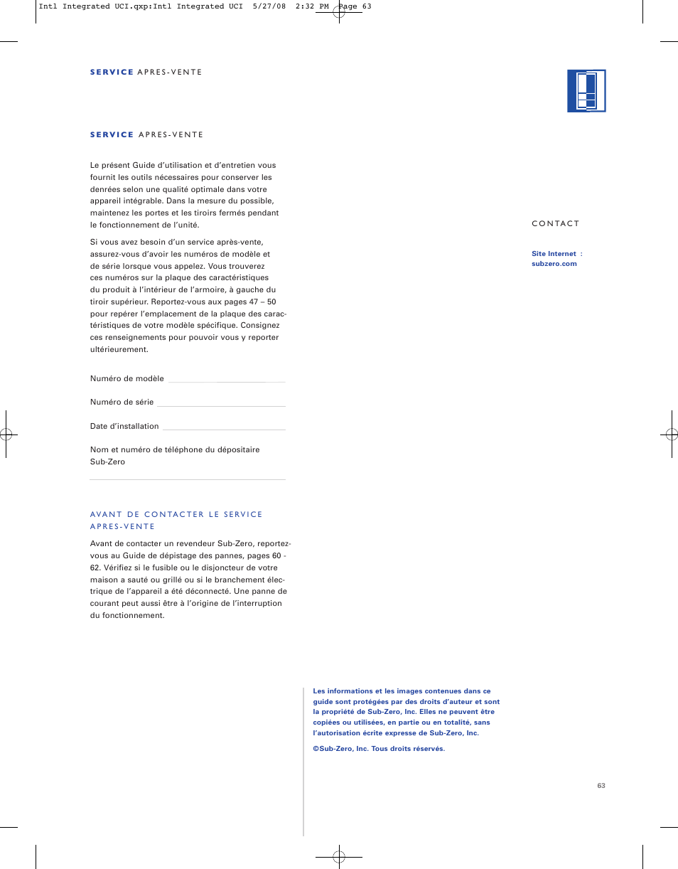 Sub-Zero ICB736TCI User Manual | Page 63 / 104
