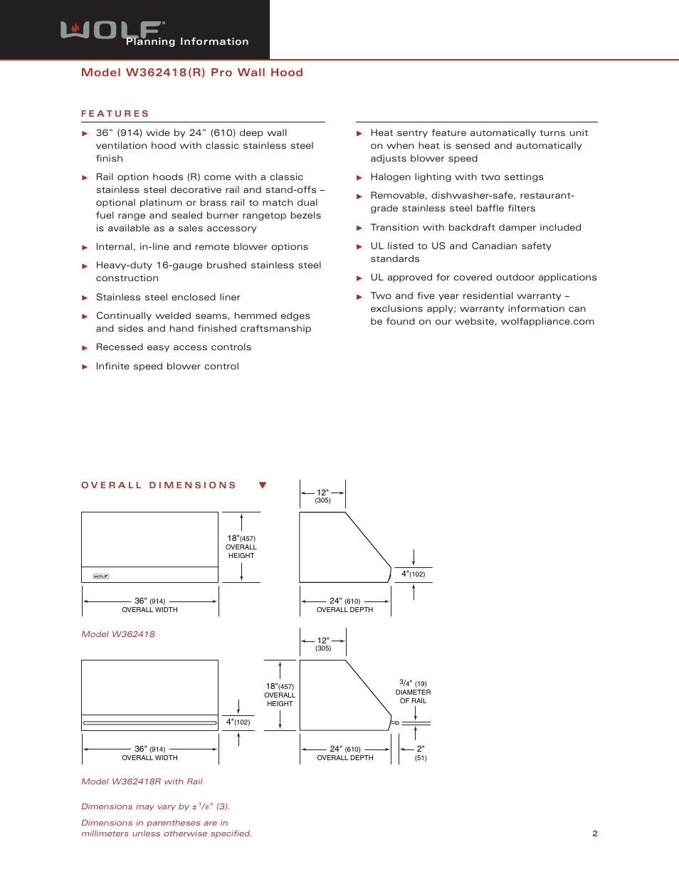 Sub-Zero W362418(R) User Manual | Page 2 / 8