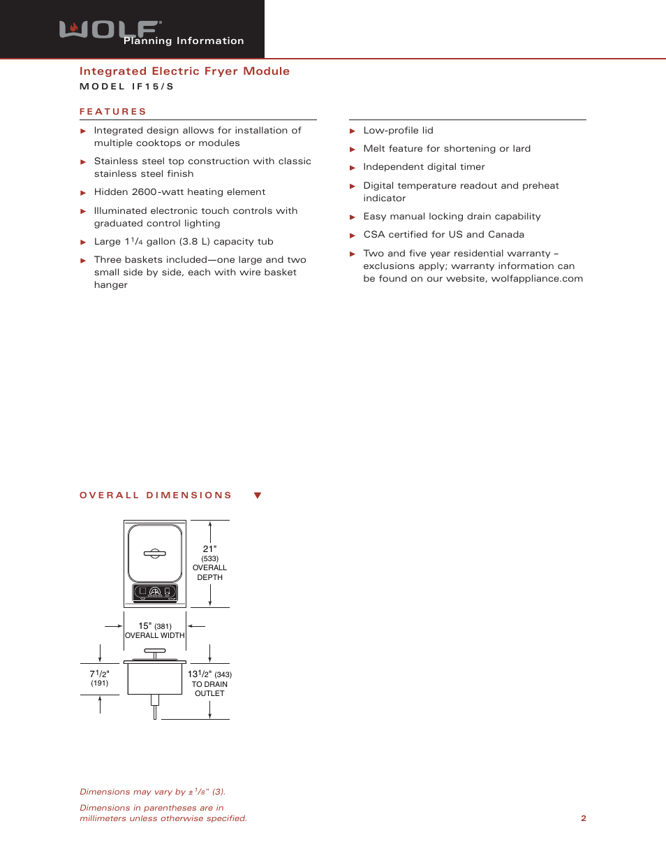 Sub-Zero IF15/S User Manual | Page 2 / 6