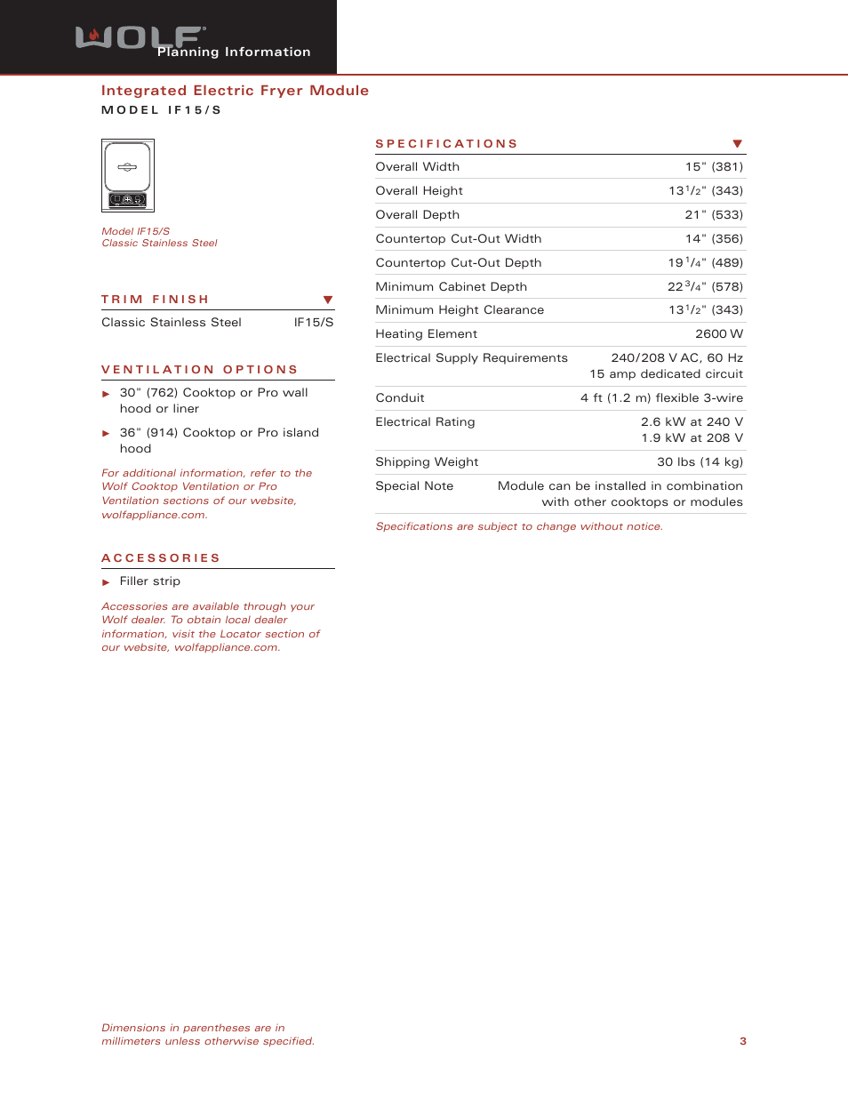 Sub-Zero IF15/S User Manual | Page 3 / 6