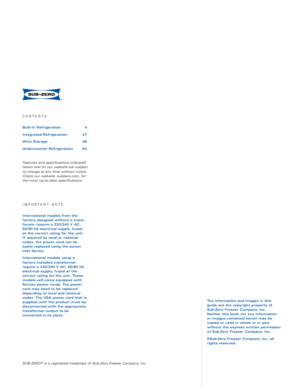 Sub-Zero Sub-Zero User Manual | Page 2 / 72