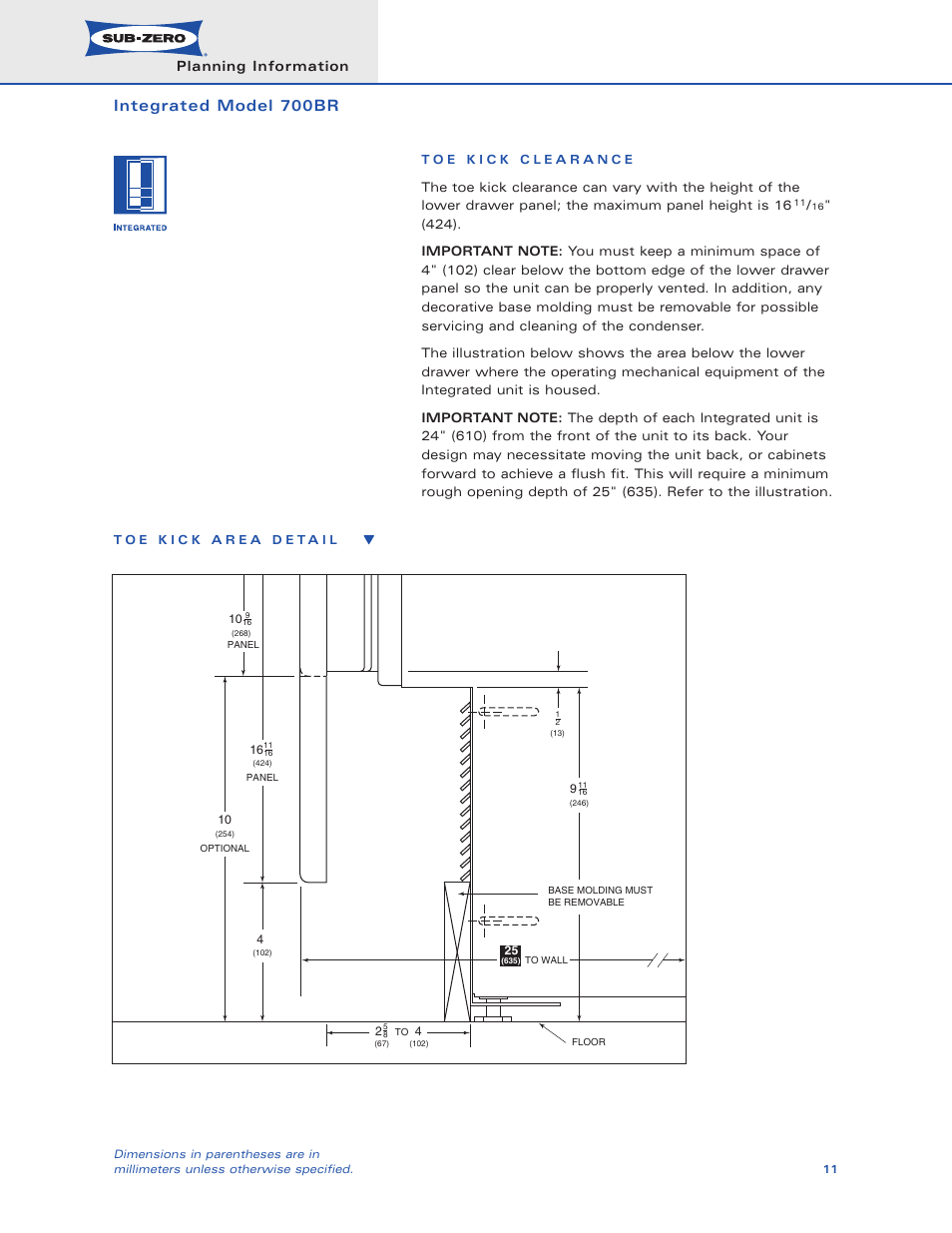 Integrated model 700br | Sub-Zero 700BR User Manual | Page 11 / 11