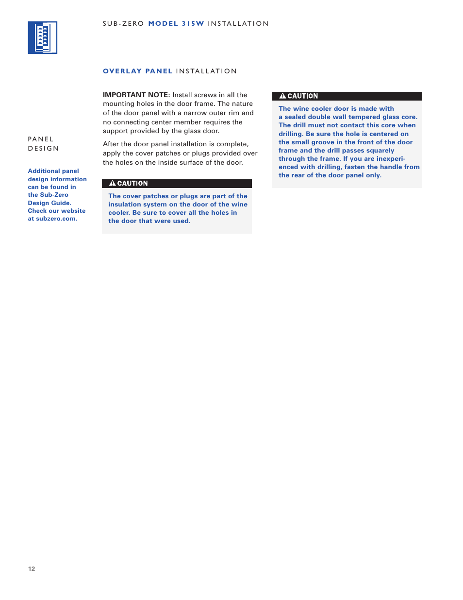 Sub-Zero 315W User Manual | Page 12 / 20