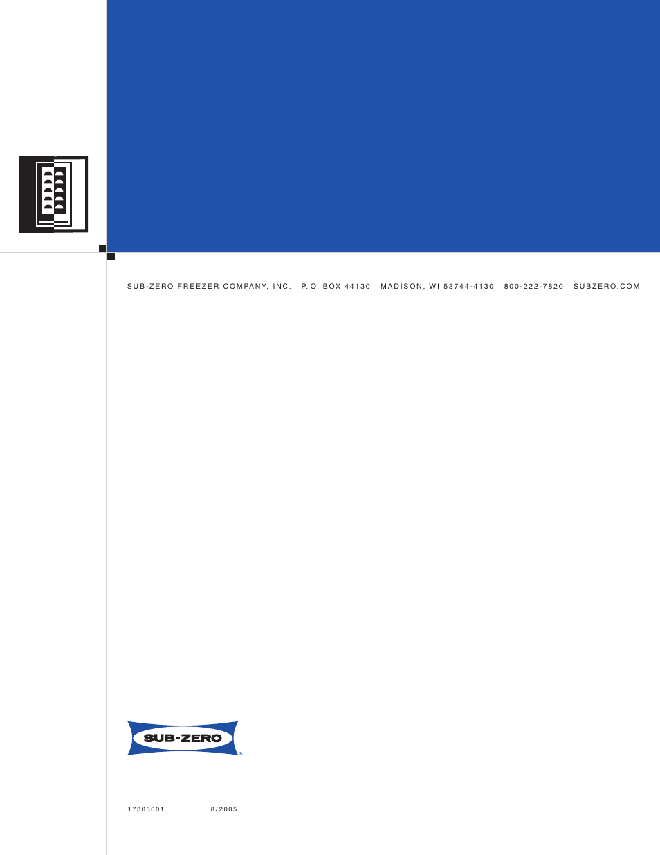 Sub-Zero 315W User Manual | Page 20 / 20