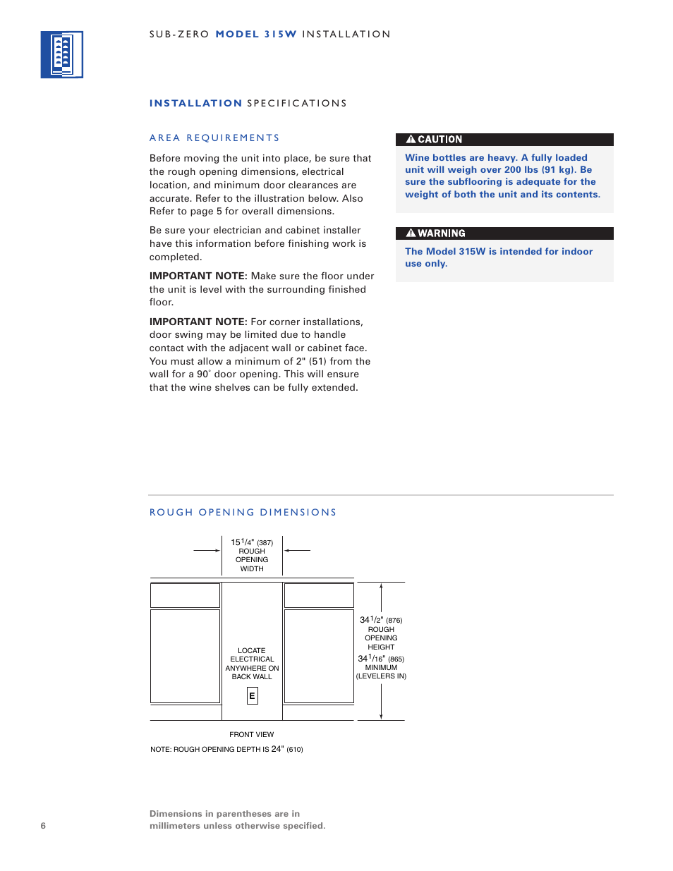 Sub-Zero 315W User Manual | Page 6 / 20