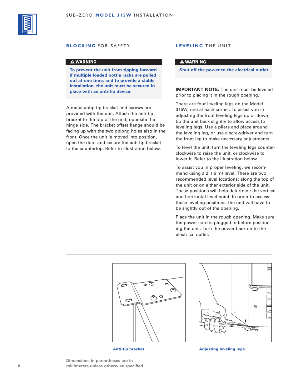 Sub-Zero 315W User Manual | Page 8 / 20