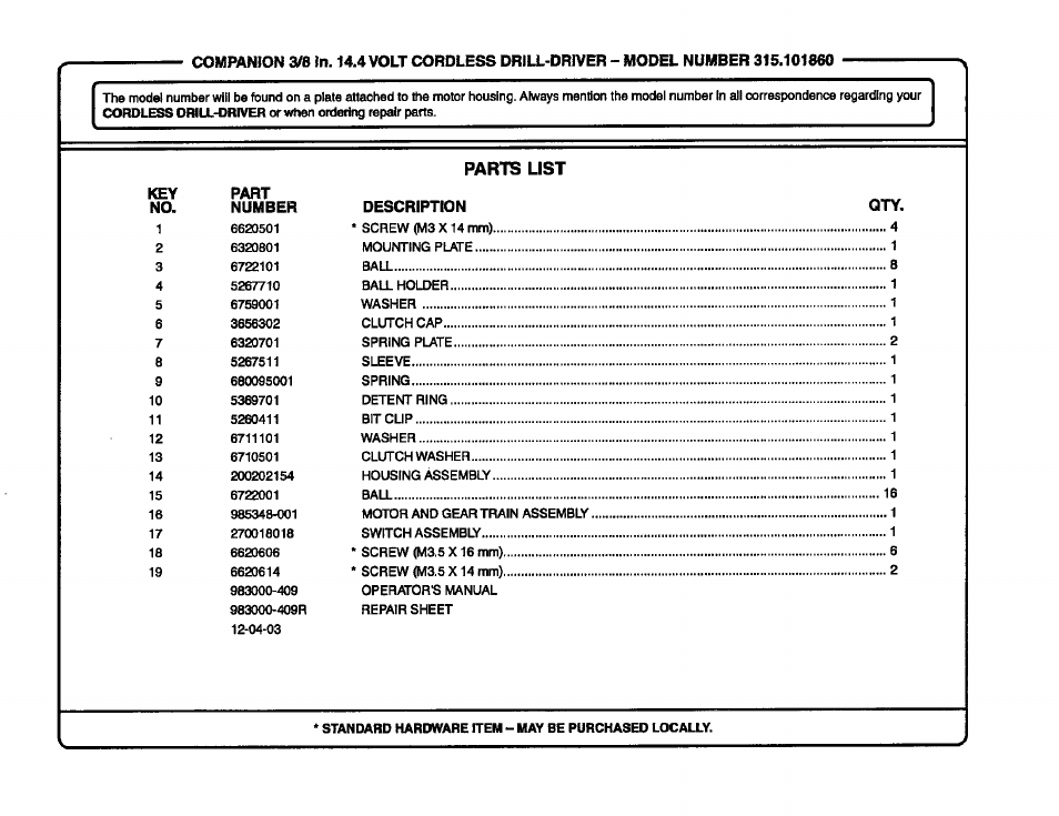 Sears 315.10186 User Manual | Page 19 / 21