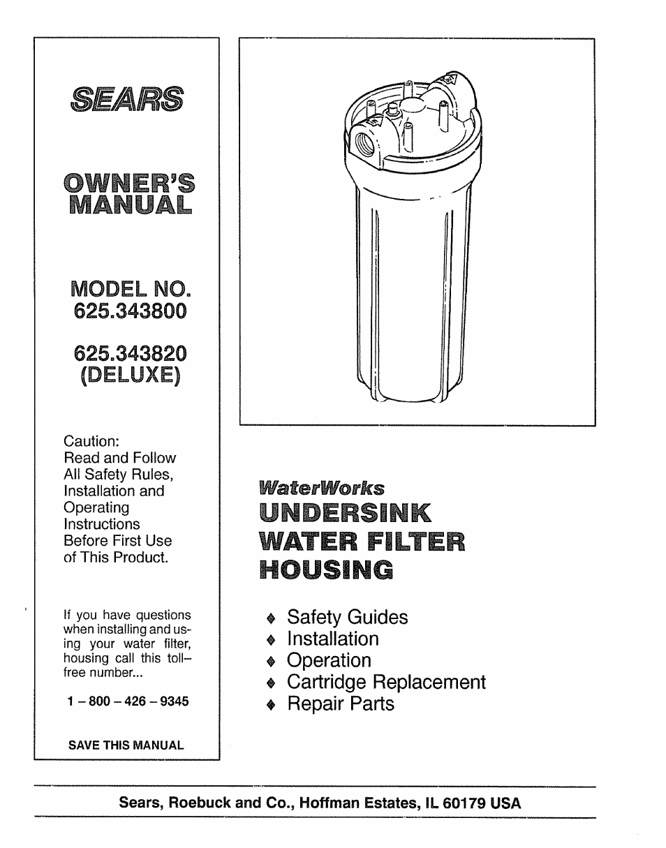 Sears 625.3438 User Manual | 12 pages