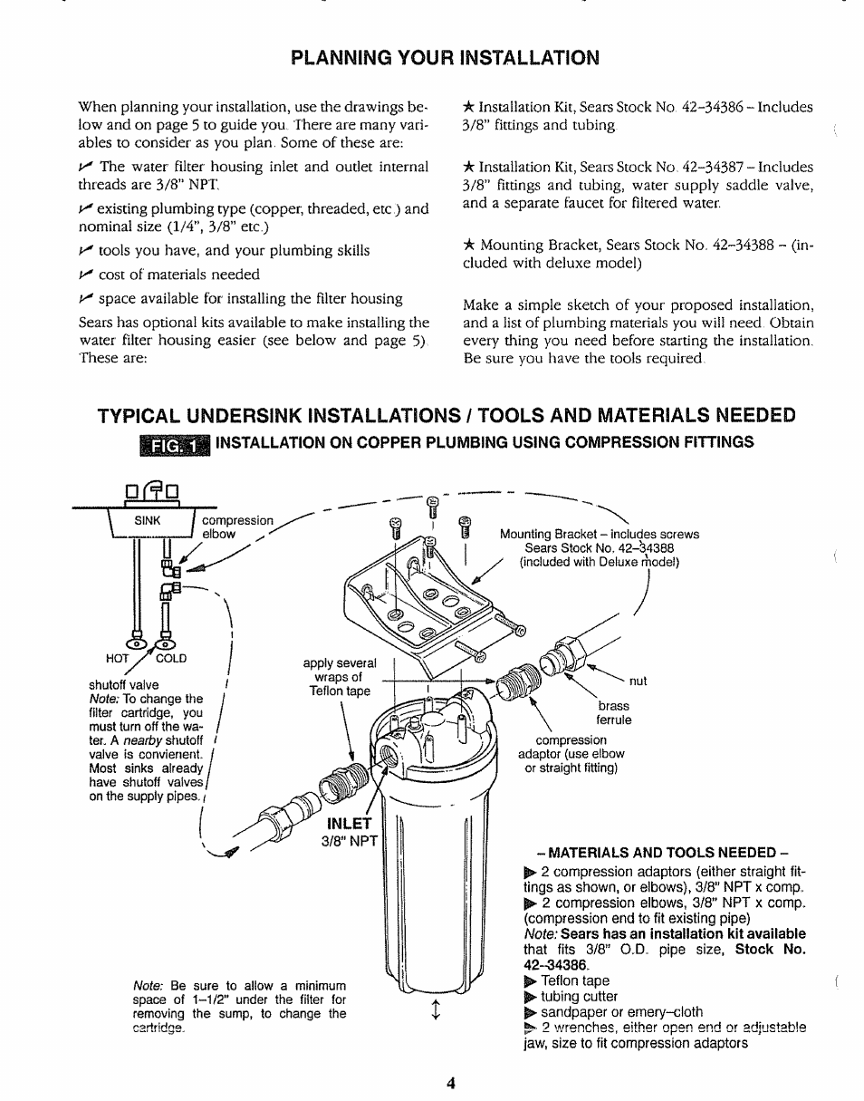 Materials and tools needed, Planning your installation, D r¥lh | Sears 625.3438 User Manual | Page 4 / 12