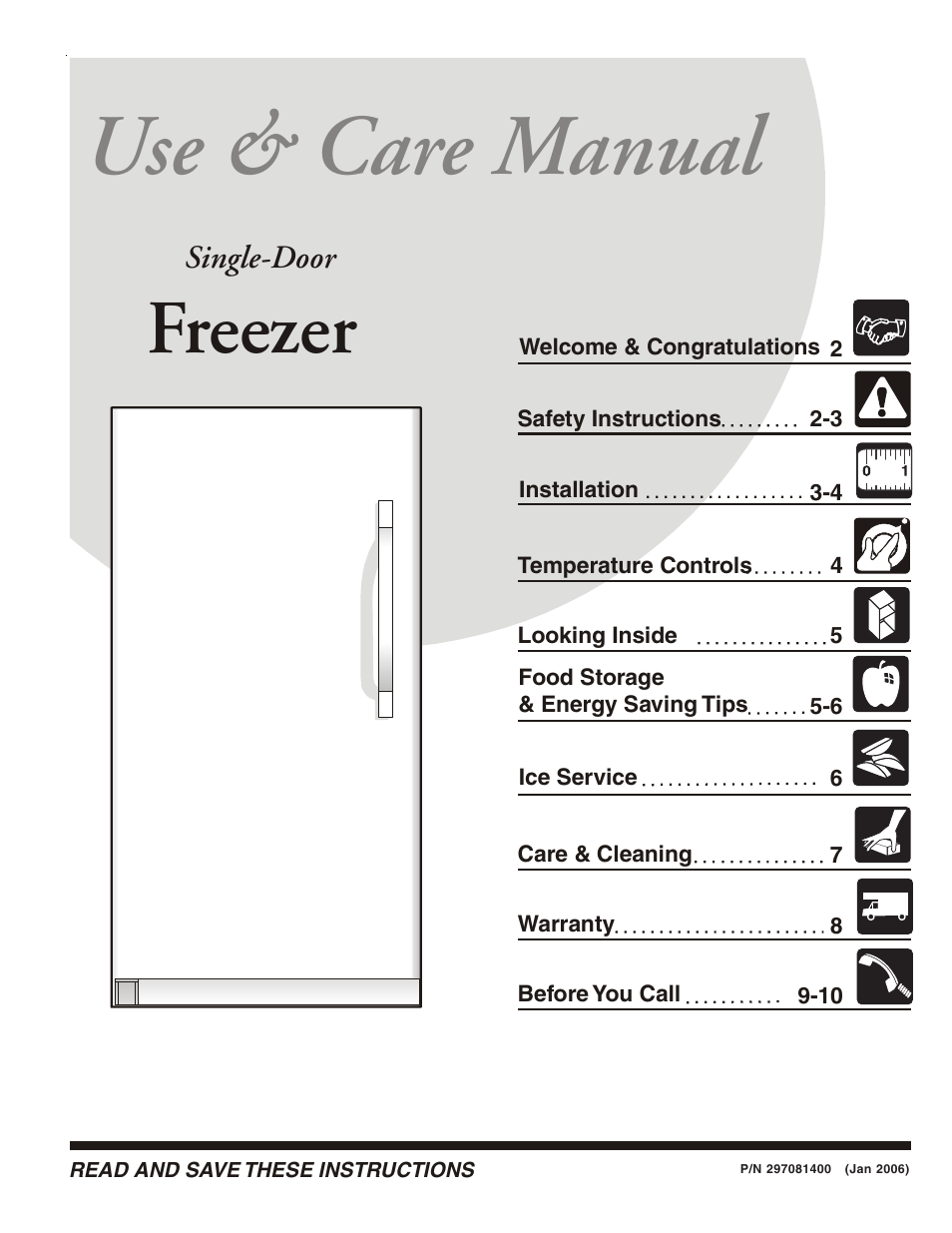 Sears Freezer Single-Door User Manual | 10 pages