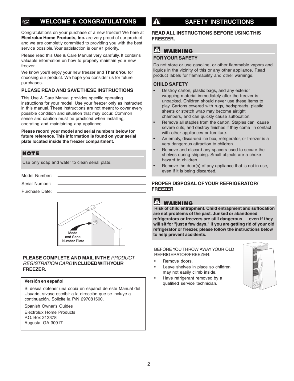 Sears Freezer Single-Door User Manual | Page 2 / 10