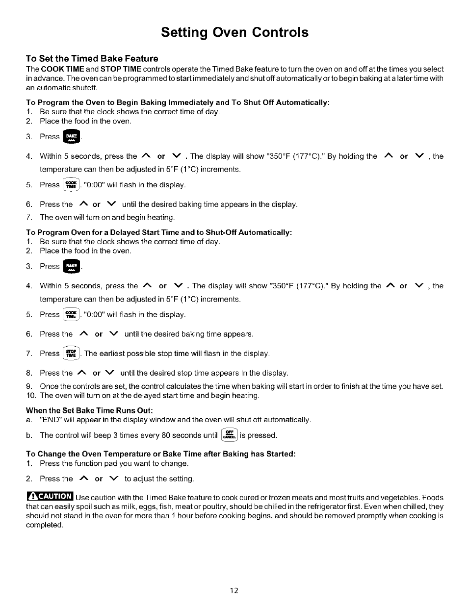 Setting oven controls | Sears 790.93754 User Manual | Page 12 / 24