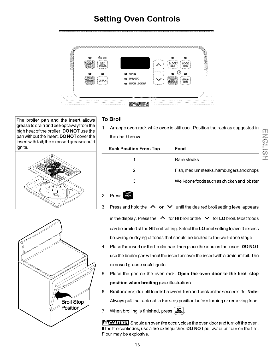 Setting oven controls | Sears 790.93754 User Manual | Page 13 / 24