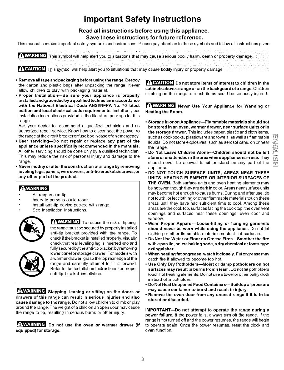 Important safety instructions, Read all instructions before using this appliance, Save these instructions for future reference | Caution | Sears 790.93754 User Manual | Page 3 / 24