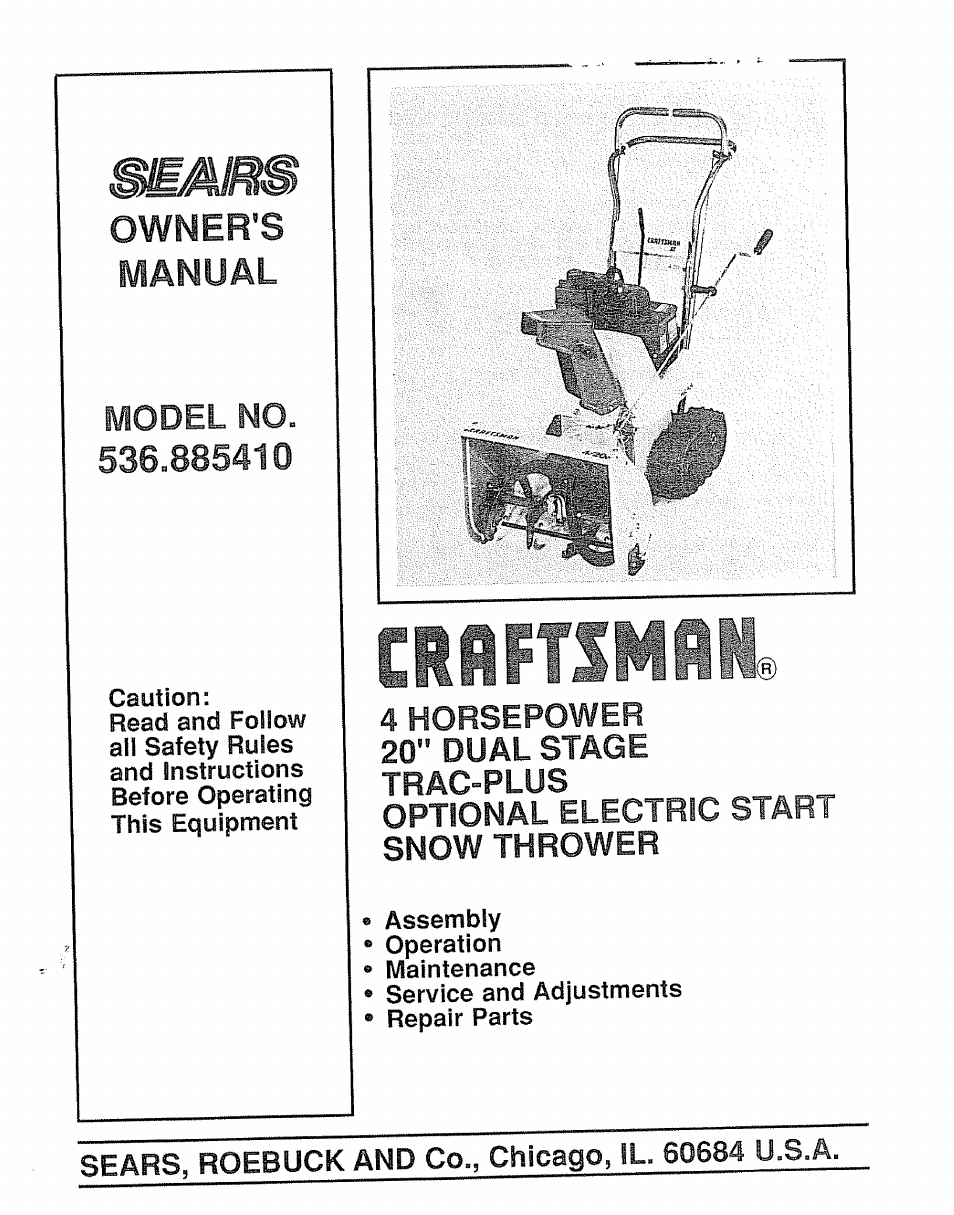 Sears 536.885410 User Manual | 38 pages